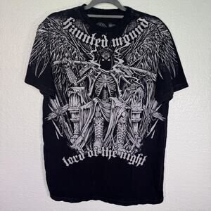 Affliction Haunted Mound Shirt Mens Large King Reaper Lord of the Night Skeleton